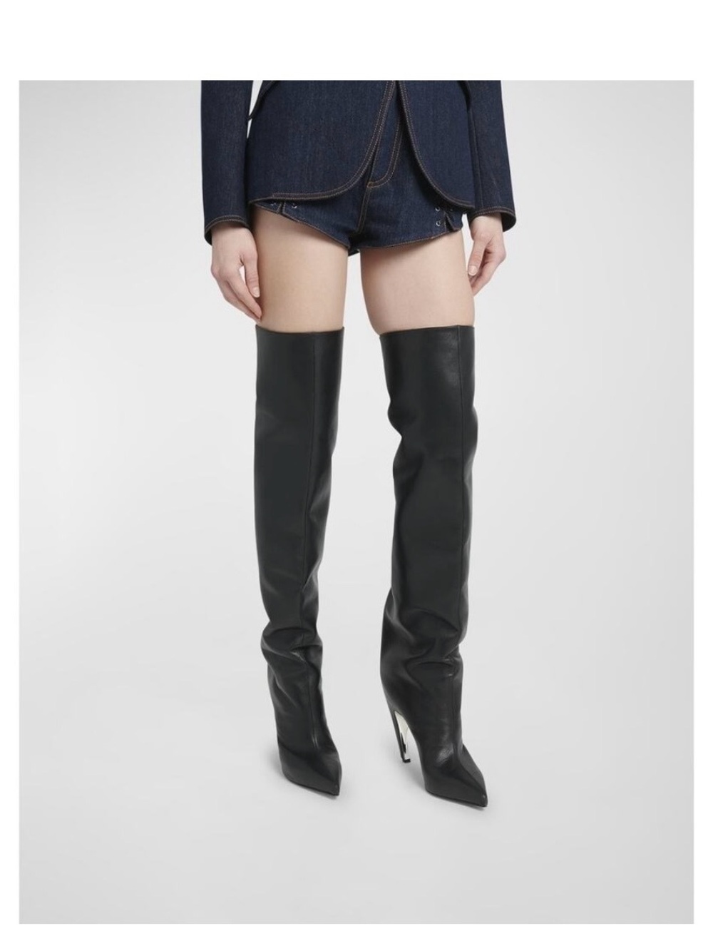 NEW!!! Alexander McQueen Black Leather Over-The-Knee Boots 37.5